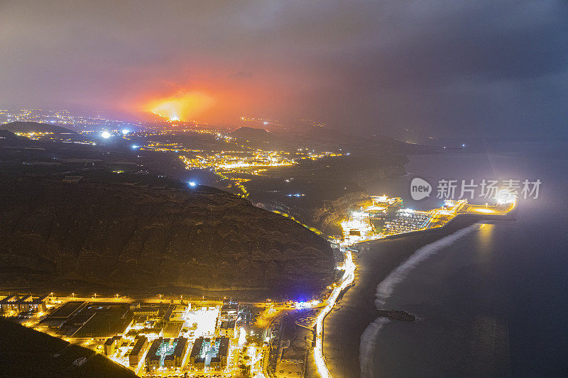 拉帕尔马火山爆发，Cumbre Vieja, Mirador de La Cumbrecita夜景